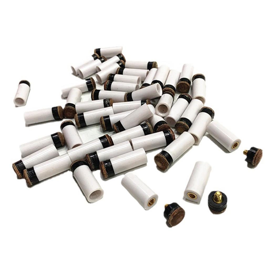 10 Pieces Screw On Pool Cue Tips Pool Stick Tips Sets Billiard Cues Tips Replacement with White Pool Cue Stick Ferrules