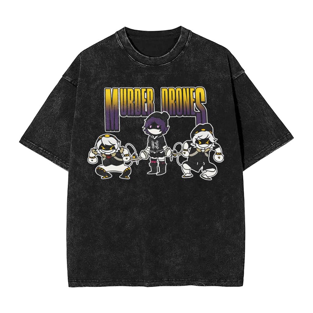 Murder Drones Anime T Shirts Hip Hop Washed Short Sleeve Street TShirt Fashion Men Women Tops Streetwear Printed Tee Shirt