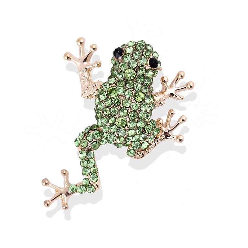 Spilla Animalier in Lega di Zinco Spilla Rana con Pietre Artificiali Per Regalo e Accessorio di Moda