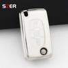 Tpu Car Folding Key Case Cover For Citroen C2 C3 C4 C5 C6 Xsara Berlingo For Peugeot 207 307 308 407 607 807 Holder Fob Keychain