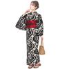 Fuuka Yukata Set with Free Cherry Blossom and Flowing Water Black In X330409 [Fuuka] Women's One-Touch Pre-tied Obi, Size, Design, (One-Touch Pre-tied