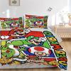 3pcs Super Mario Printed Quilt Set - Includes 1 Quilt Cover and 2 Pillowcases, Machine Washable - Suitable for All Seasons.F090