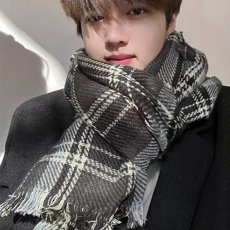 Hochwertiger Schal im koreanischen Stil mit Karomuster: Warmer, verdickter Kaschmir-ähnlicher Schal für Studenten und Paare