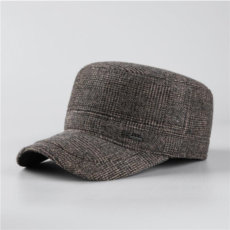 

Шапка Мужская Зимняя Осенняя Зимняя Бейсболка Утолщенная Кепка с Плоским Верхом Мужская Adjustable темно-коричневого