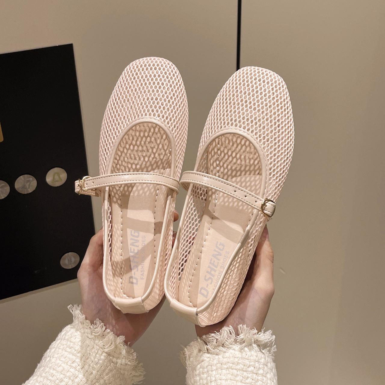 

Модные женские сетчатые балетки, балетки-сетка, ремешок с пряжкой, слипоны, балетки с круглым носком для улицы и путешествий 40