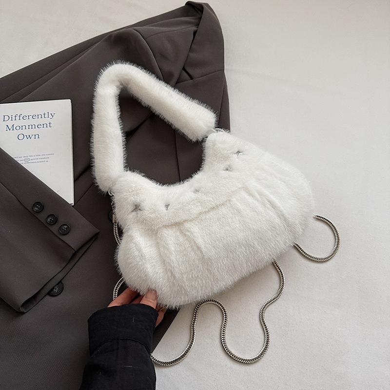 Autumn plush bag women's new girl small fresh fluffy chain bag women's shoulder messenger bag