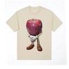 Summer Round Neck Funny Apple Pattern Top Fashionable Casual Pure Cotton Short Sleeved Men's and Women's Unisex T-shirts