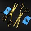 GMG-05 6-inch Gold Thick Handle Hairdressing Scissors - Straight, Bang, Thinning.