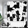 Black White Modern Cute Cartoon Cats Shower Curtain, Bathroom Decorative Shower Curtain, Home Printed Shower Curtain With Hooks