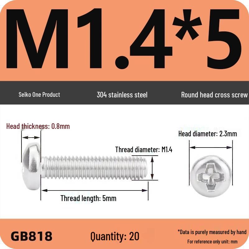 Phillips Pan Head Machine Screws, 304 Stainless Steel, Sizes M1-M10