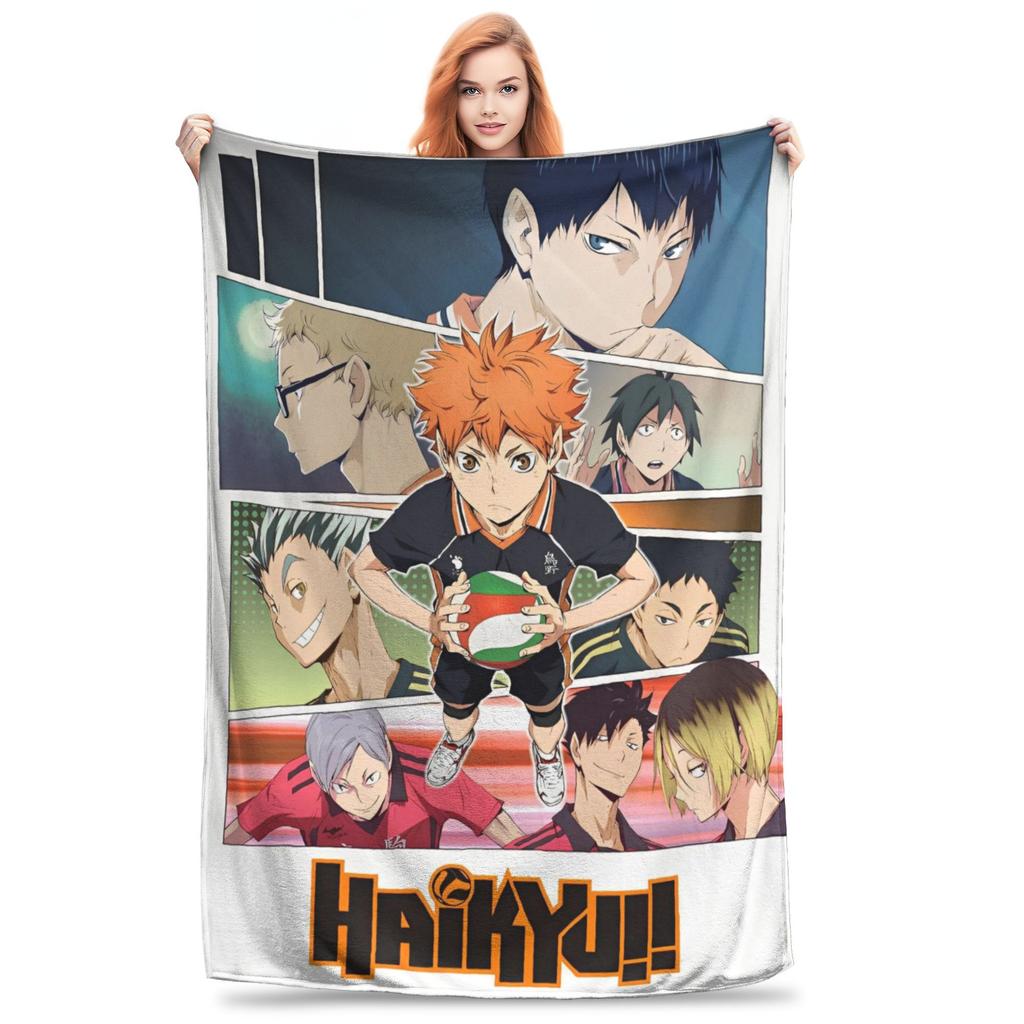 Anime Boy Volleyball Haikyuu  Blanket Flannel All Season  Breathable Lightweight Thin Throw Blankets for Sofa Office Bedspreads