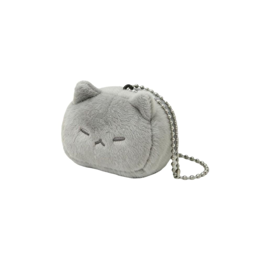 Weicher Flauschiger Katzen Plüsch Schlüsselanhänger Plüsch Kawaii Cartoon Design Kätzchen Stofftier Anhänger Perlenkette Mini Plüsch Schlüsselanhänger Geburtstagsgeschenk gray