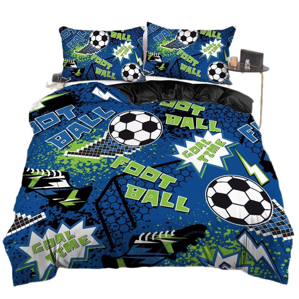 Football Pattern Printing Quilt Cover 3D Digital Printing Three-Piece Bedding