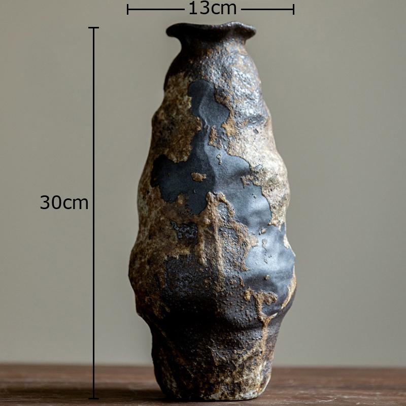 Mottled Coarse Ceramic Vase Vintage Handicrafts Plant Pot Table Decoration Flowers Arrangement Floral Vases Room Aesthetic Decor