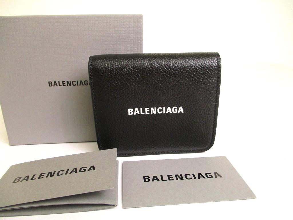 Authentic BALENCIAGA Black Leather Bifold Wallet Compact Wallet #a898  Refurbished