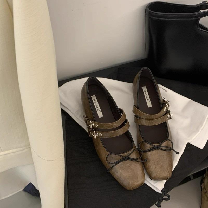 Luxury  Lace Tie Leg Satin Leather Ballet Flats Woman Square Toe Bowknot Elastic Band Ballerinas Ladies Wedding  Floral Shoes