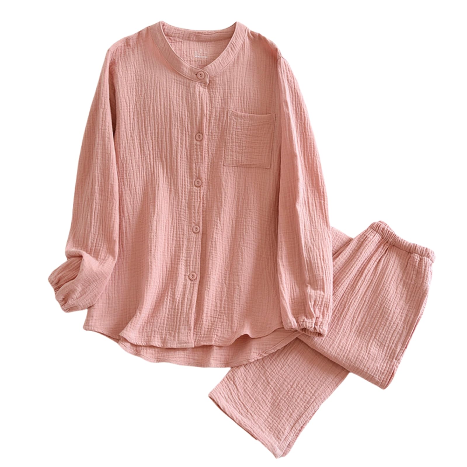 

Long Double Sweat Gentle on the Front XL [GDenFrog] Pajamas, Loungewear, Women s, Sleeves, Gauze, 100% Cotton, Loungewear, Absorbent, Breathable, рожевий