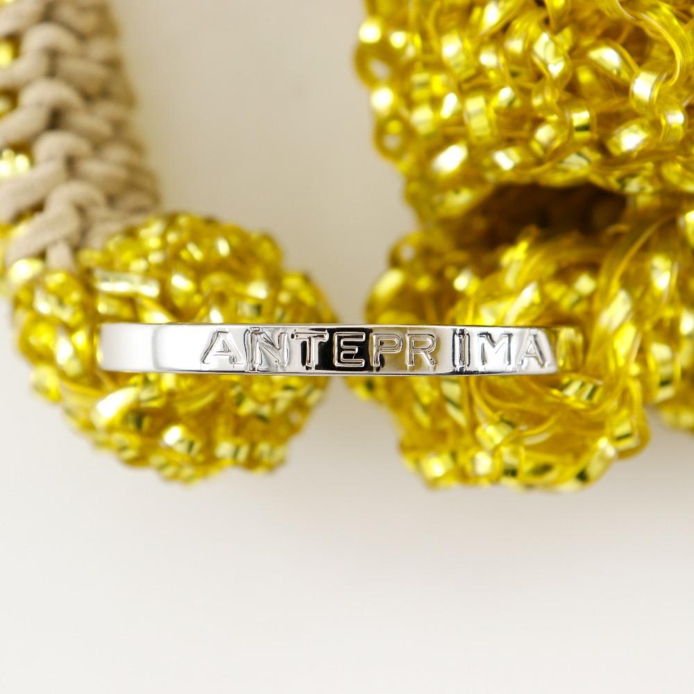 Anteprima Handbag Wire Bag with Flap Mustard Yellow Wire Cord/suede Women Used