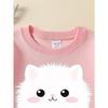 European Sizes Adorable White Cat Face Design On a Kids' Crewneck Sweatshirt, Soft And Comfy Sports And Casual Wear Is Ideal for Kids And Teens