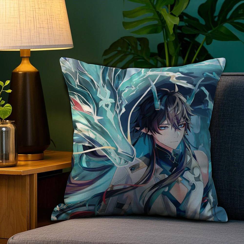 Honkai Star Rail Dan Heng Pillow Case Plush Fabric Soft Double Sided Print Sofa Cushion Cover Throw Pillow Covers