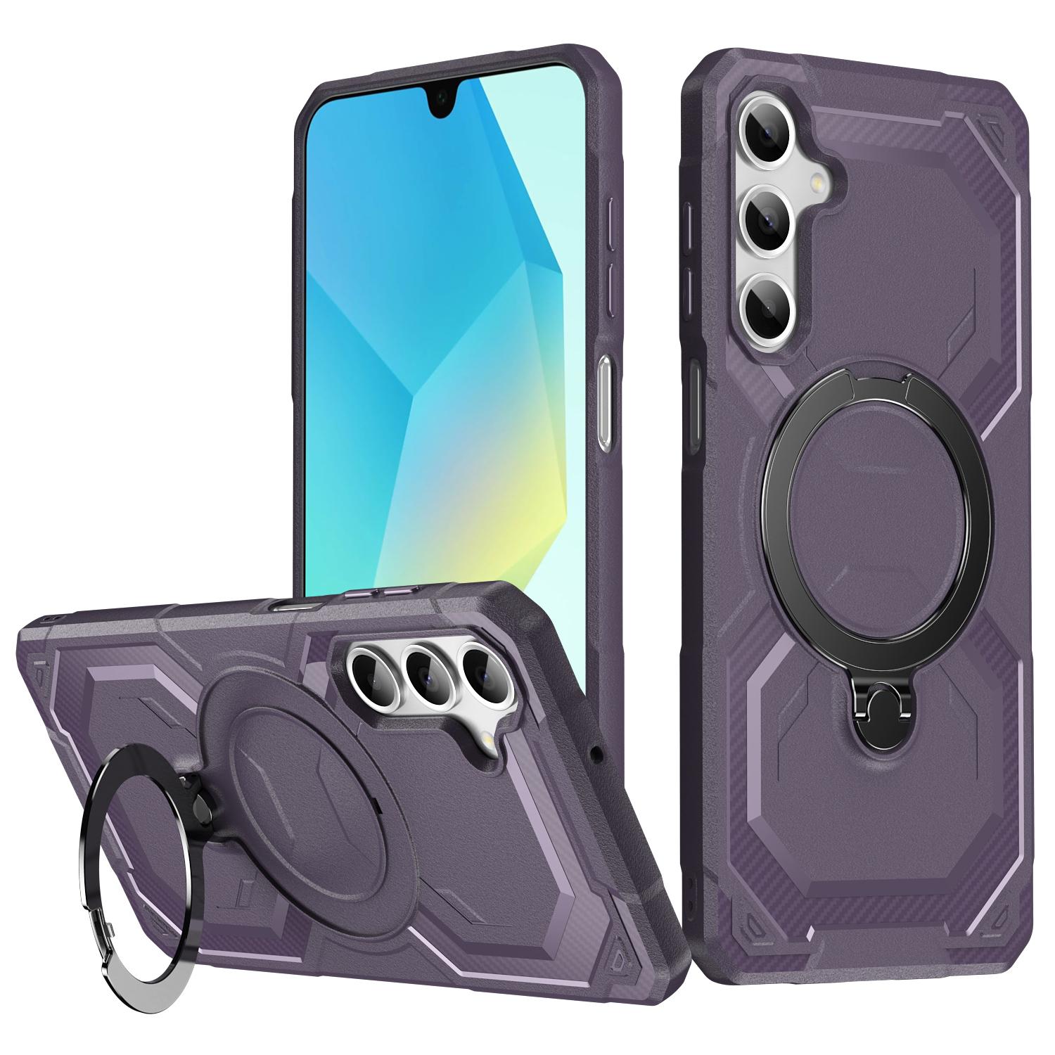 

For Samsung Galaxy A25 5G (Global) (161.0mm)/A24 4G (162.1mm) Case Kickstand TPU+PC Phone Cover Dark Purple