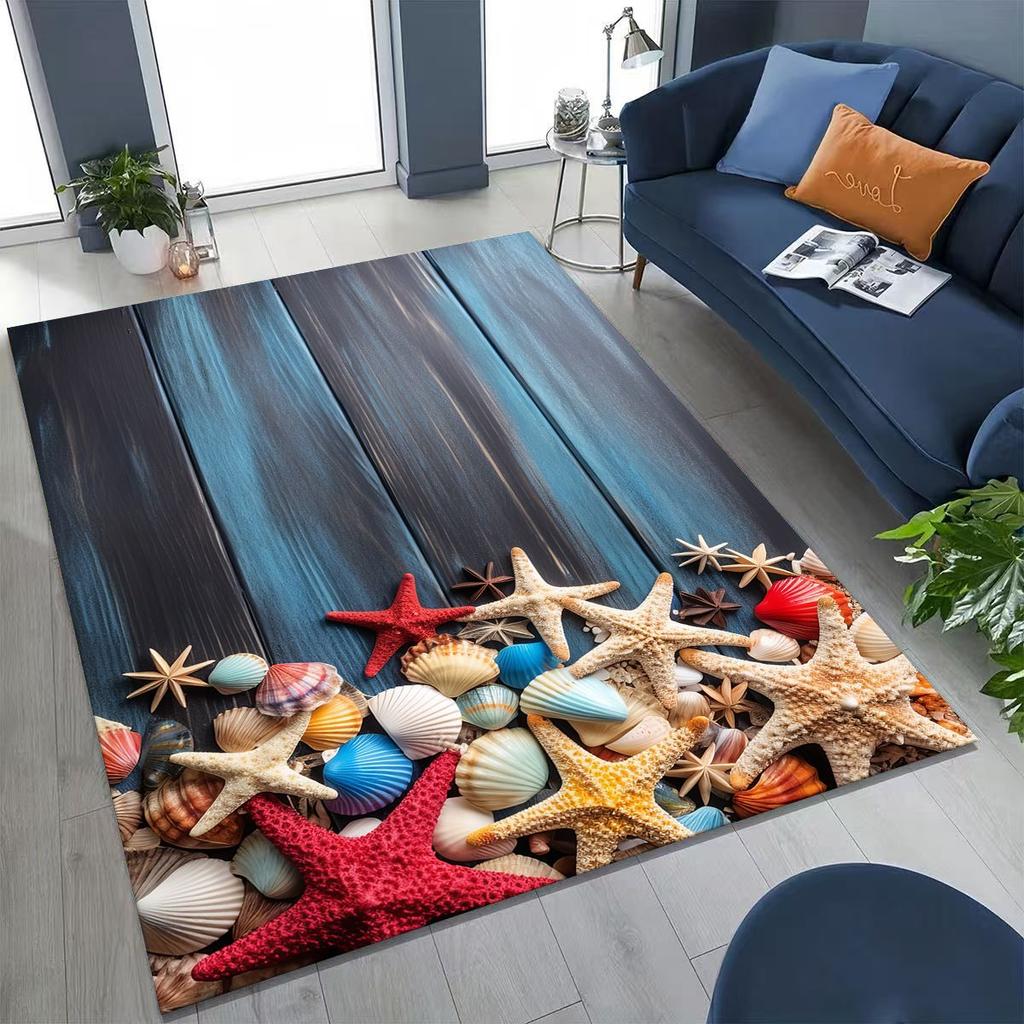 Dream Starfish Shell Tropical Beach Sea Star Art Rug for Bedroom Living Room Sofa Home Doormat Decor,Large Non-slip Floor Mat