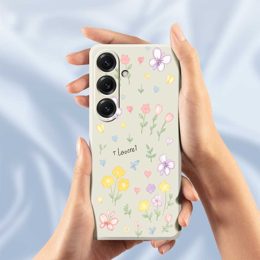 For Samsung Galaxy S25 Case Small Flowers Pattern Printing Straight Edge TPU Phone Back Cover