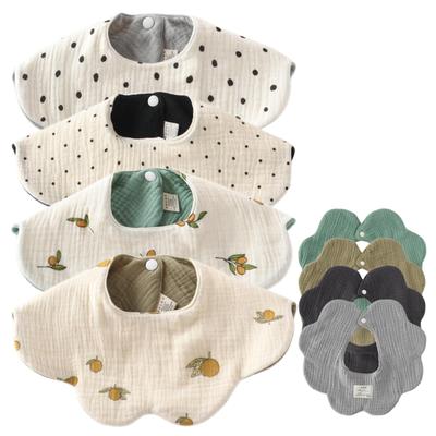 Baby Waterproof Set of Gauze Flower Petal for Girls and Solid Stylish Newborn Baby Baby Shower Gift [GoUseGo] Bibs, Double-Sided Reversible, 4,