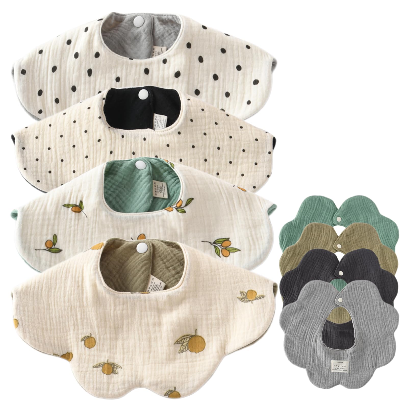 

Baby Waterproof Set of Gauze Flower Petal for Girls and Solid Stylish Newborn Baby Baby Shower Gift [GoUseGo] Bibs, Double-Sided Reversible, 4,