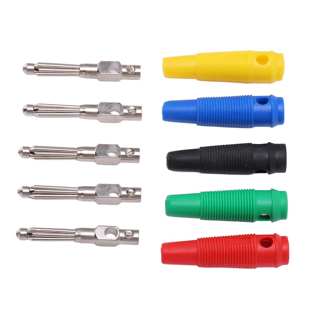 10-pakning 4mm 7-pinners bananplugg 1000V 32A stabelbar bananplugg hannkontakt med myk hylse for lydkabel