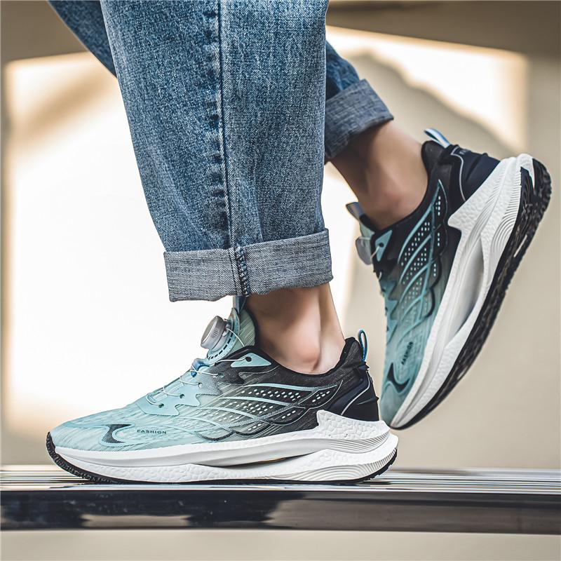 Fashion Black Men Casual Mesh Sneakers New Autumn Student Fashion Running Shoes Twist Buckle Non-slip Breathable Outdoor Soft Sport Shoe