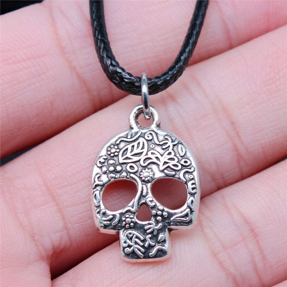 45cm Necklace Leather Chain Big Skull Halloween Kids' Jewelry Materials QN064