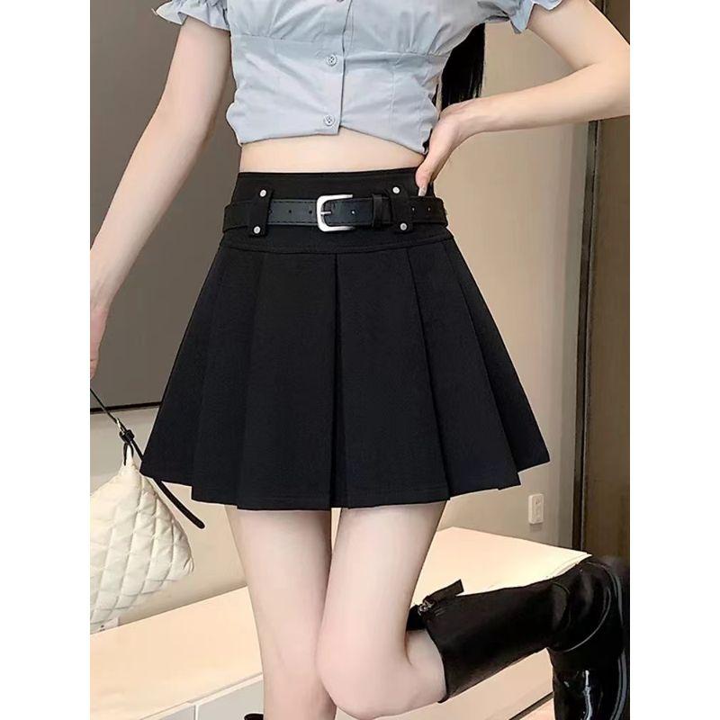 

Gray Pleated Skirt Skirt Women s Autumn 2025 New Arrival Suit Skirt Small Height High Waist Slim Looking A- line Skirt