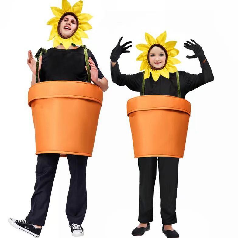 Lustiges Sonnenblumen-Topfpflanzen-Cosplay-Kostüm, Erwachsene