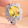 Dazzling Two Color Available Yellow Square Zircon Floral Ring for Women Daily Wear and Party