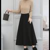 Spódnica elastyczna w stylu koreańskim, średniej długości, z wysokim stanem, dla kobiet