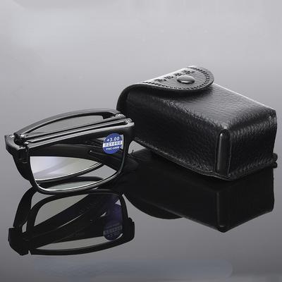 Foldable Reading Glasses Portable Presbyopia Glasses HD Black Hyperopia Glasses with Glasses Case +1.0 To +4.0