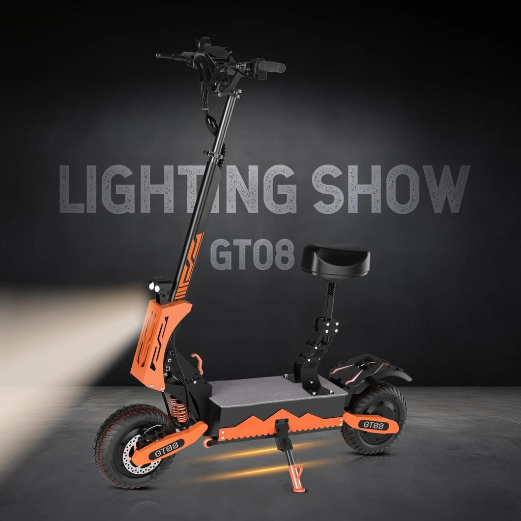 Scooter Elétrico Adulto Elite 5600W Motor Duplo Velocidade Máxima 46MPH 60V27AH Pneus Off-Road de 11 polegadas eScooter Esportivo Dobrável com AssentoPro