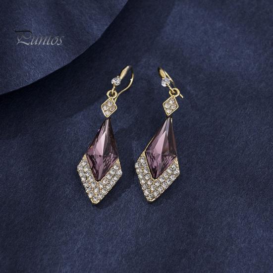 

1 пара женских висячих серег со стразами, инкрустация фиолетового цвета, серьги из искусственного хрусталя, вечерние украшения для банкета, аксессуары, День святого Валентина, День матери