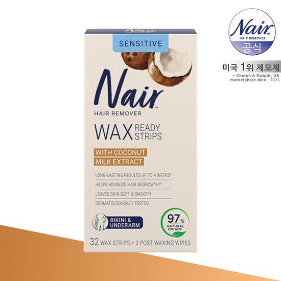 NAIR Sensitive Underarm & Bikini Line Hair Removal Wax Strips 32 Sheets + 3 Sheets