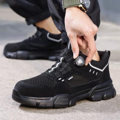 Men Rotating Button Safety Shoes Unisex Summer Work Sneakers Breathable Work Shoes Steel Toe Sneakers Labor Protection Shoes