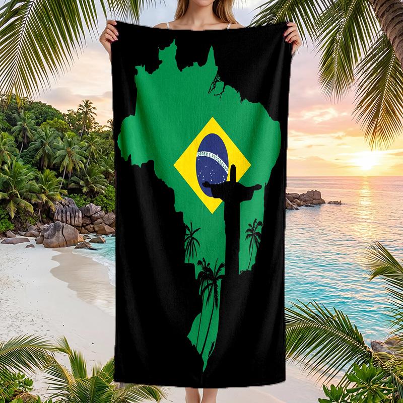 Brazil National Football Team Beach Towel Soft Microfiber Summer Towel Quick Dry Absorbent Towel for Beach Swimming Pool Travel