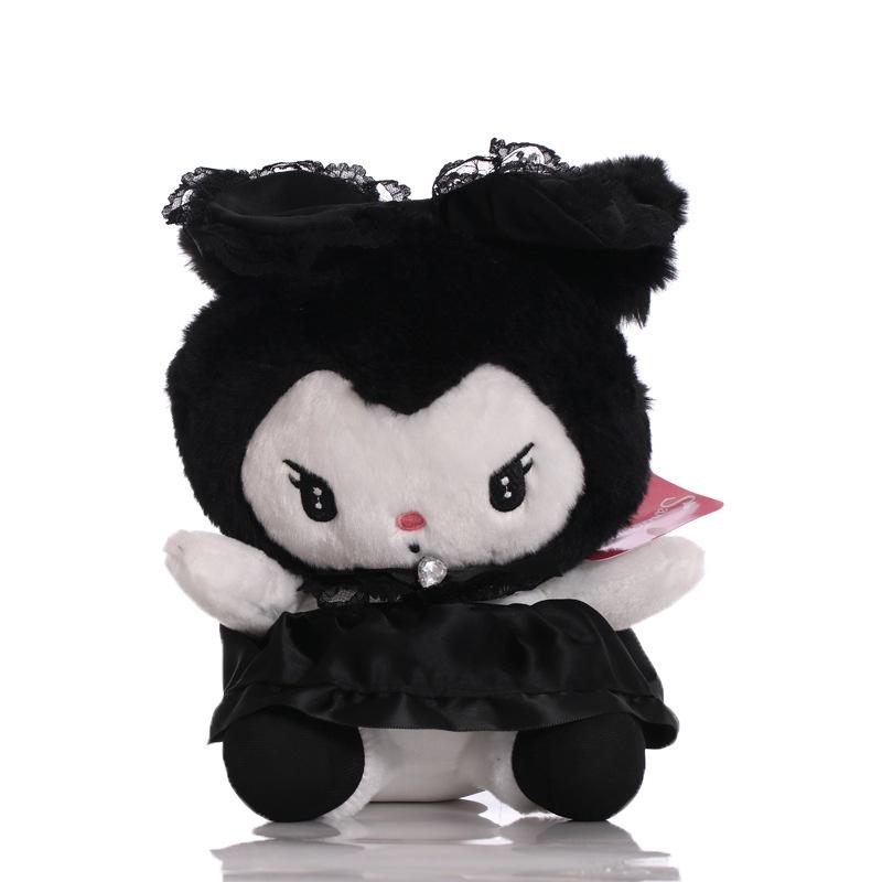 Adorable Kuromi Cinnamoroll Plush Toy Pendant For Xmas Gift Black Bow Tie,25cm/9.84in