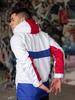 Men's Athletic Windbreaker White, Blue with Red Custom Wear
