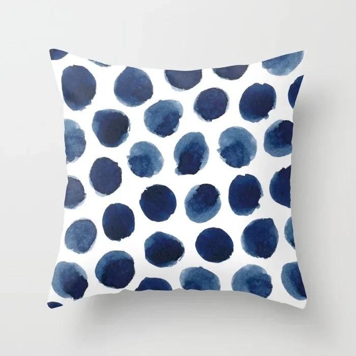 Home Sofa Chair Decoration Set Blue Abstract Geometric Pillowcase Plant Cushion Cover