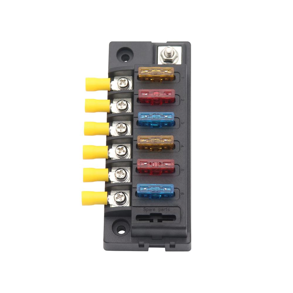 6-Way Compact Fuse Box with Single Input and 6 Outputs