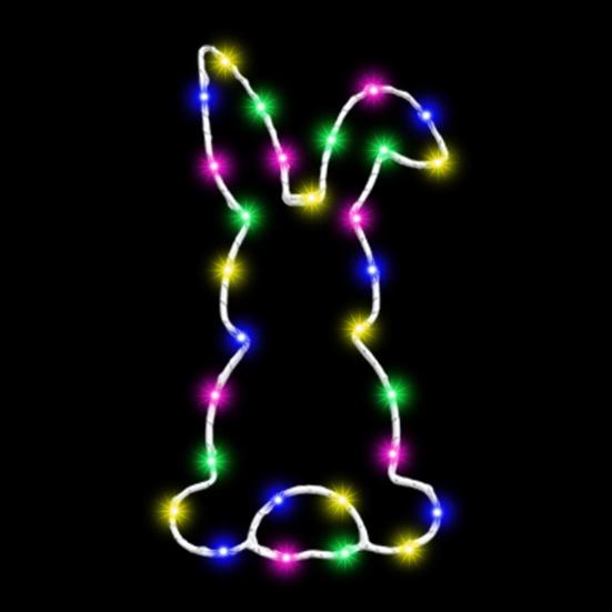 2 Pcs Easter Window Light Battery Operated LED Bunny Silhouette Lights Suction Hanging Fairy String Light for Indoor Outdoor Decor
