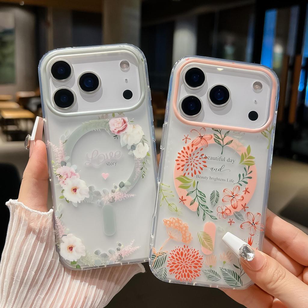 iPhone 17 Case: Fresh Flowers Design, Strong Magnetic for 16 Pro Max, Drop-proof