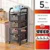 Handun 5-Tier Slim Carbon Steel Kitchen Storage Rack with Drawers