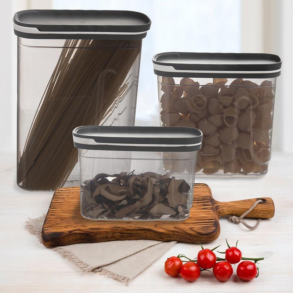 Lebensmittelbehälter für lose Produkte Spender mit Messung Grau 1,8L Deckel